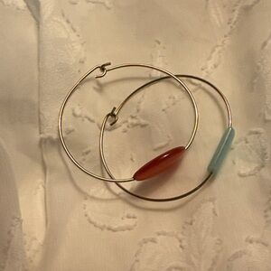 Gold wire bracelet with Red and Mint green Accents